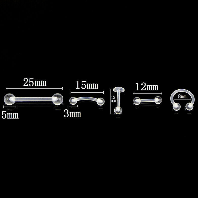 10Pcs Body Piercing Combination Set Acrylic Invisible Eyebrow Nails Tongue Nails Lip Nails Nasal Ring Ear Bone Nails