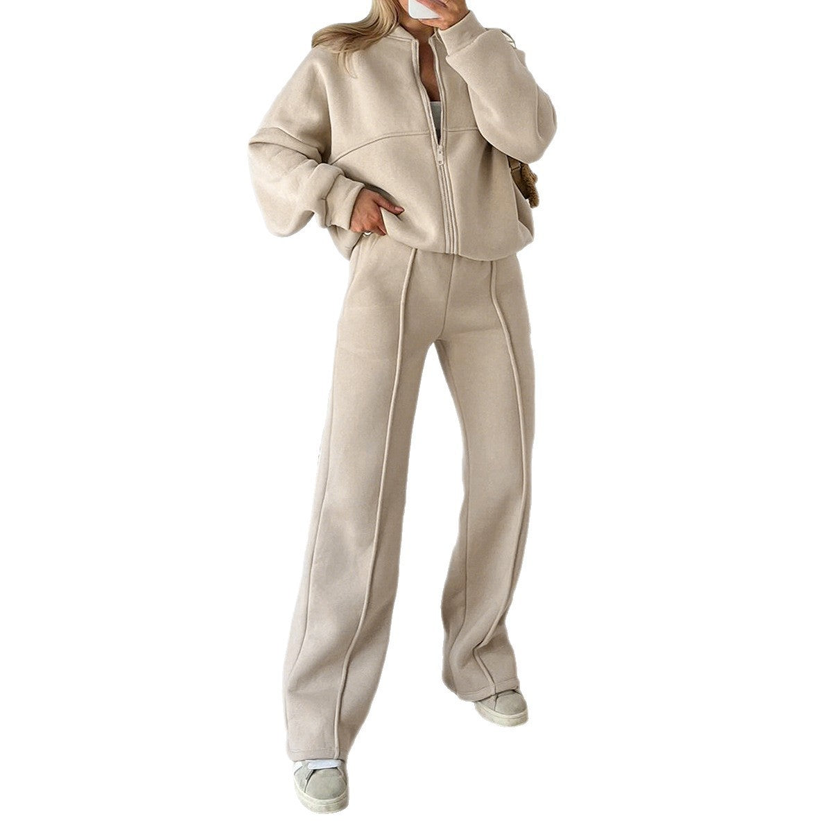Fashion Personality Solid Color Long Pants Suit Women